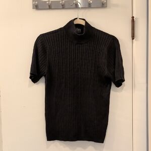 Silk And Cotton Turtleneck Short Sleeve Sweater